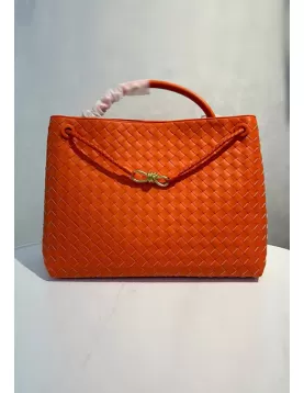 Allegria Woven XL Large Leather Shoulder Bag Orange