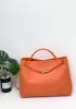 Allegria Woven XL Large Leather Shoulder Bag Orange