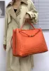 Allegria Woven XL Large Leather Shoulder Bag Orange