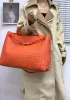 Allegria Woven XL Large Leather Shoulder Bag Orange