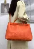 Allegria Woven XL Large Leather Shoulder Bag Orange