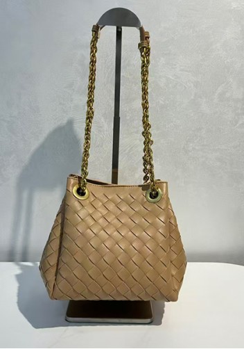 Mia Chute Woven Leather Small Shoulder Bag Beige