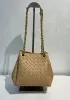 Mia Chute Woven Leather Small Shoulder Bag Beige