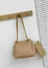 Mia Chute Woven Leather Small Shoulder Bag Beige