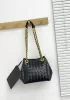 Mia Chute Woven Leather Small Shoulder Bag Black