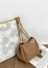 Mia Chute Woven Leather Small Shoulder Bag Camel