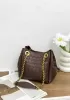 Mia Chute Woven Leather Small Shoulder Bag Coffee