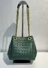 Mia Chute Woven Leather Small Shoulder Bag Dark Green