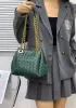 Mia Chute Woven Leather Small Shoulder Bag Dark Green