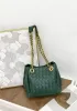 Mia Chute Woven Leather Small Shoulder Bag Dark Green