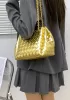 Mia Chute Woven Leather Small Shoulder Bag Gold