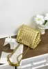 Mia Chute Woven Leather Small Shoulder Bag Gold