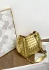 Mia Chute Woven Leather Small Shoulder Bag Gold