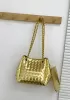 Mia Chute Woven Leather Small Shoulder Bag Gold