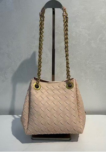 Mia Chute Woven Leather Small Shoulder Bag Pink