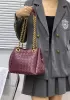 Mia Chute Woven Leather Small Shoulder Bag Wine