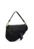 Mia Saddle Woven Leather Shoulder Bag Black