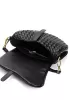 Mia Saddle Woven Leather Shoulder Bag Black