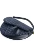 Mia Saddle Woven Leather Shoulder Bag Blue