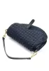 Mia Saddle Woven Leather Shoulder Bag Blue