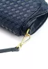 Mia Saddle Woven Leather Shoulder Bag Blue