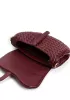 Mia Saddle Woven Leather Shoulder Bag Burgundy