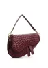 Mia Saddle Woven Leather Shoulder Bag Burgundy