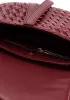 Mia Saddle Woven Leather Shoulder Bag Burgundy