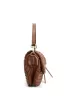 Mia Saddle Woven Leather Shoulder Bag Camel