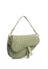 Mia Saddle Woven Leather Shoulder Bag Cave Green