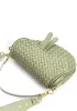 Mia Saddle Woven Leather Shoulder Bag Cave Green