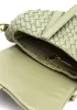 Mia Saddle Woven Leather Shoulder Bag Cave Green