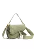 Mia Saddle Woven Leather Shoulder Bag Cave Green