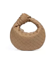 Dina Candy Knotted Intrecciato Vegan Leather Bag Beige