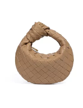 Dina Candy Knotted Intrecciato Vegan Leather Bag Beige