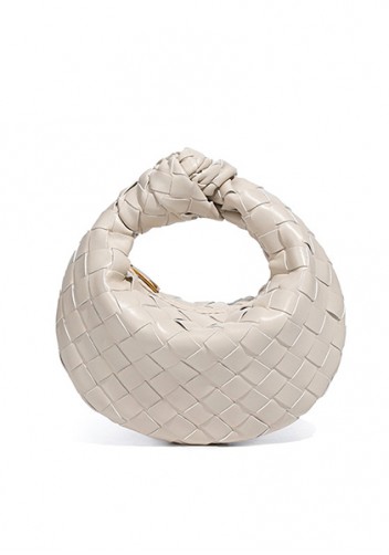 Dina Candy Knotted Intrecciato Vegan Leather Bag Cream