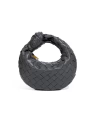 Dina Candy Knotted Intrecciato Vegan Leather Bag Grey