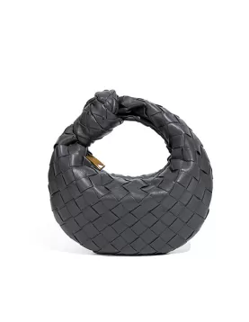 Dina Candy Knotted Intrecciato Vegan Leather Bag Grey