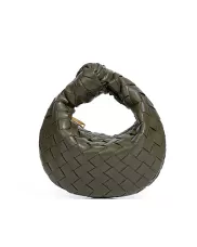 Dina Candy Knotted Intrecciato Vegan Leather Bag Olive Green