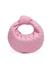 Dina Candy Knotted Intrecciato Vegan Leather Bag Pink