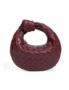 Dina Candy Knotted Intrecciato Vegan Leather Bag Wine