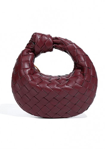 Dina Candy Knotted Intrecciato Vegan Leather Bag Wine