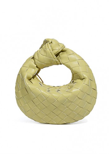 Dina Candy Knotted Intrecciato Vegan Leather Bag Yellow