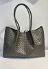 Mia Gallery Woven Leather Shoulder Large Bag Green