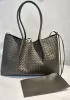 Mia Gallery Woven Leather Shoulder Large Bag Green