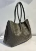 Mia Gallery Woven Leather Shoulder Large Bag Green