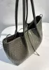 Mia Gallery Woven Leather Shoulder Large Bag Green