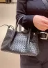 Mia Gallery Woven Leather Shoulder Small Bag Black