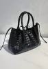 Mia Gallery Woven Leather Shoulder Small Bag Black