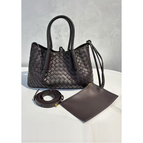 Mia Gallery Woven Leather Shoulder Small Bag Coffee